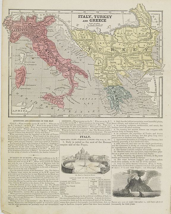 map of greece and turkey. Old map by MORSE,