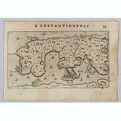 [Map of Corfu. View of the city of Corfu on the foreground. ]