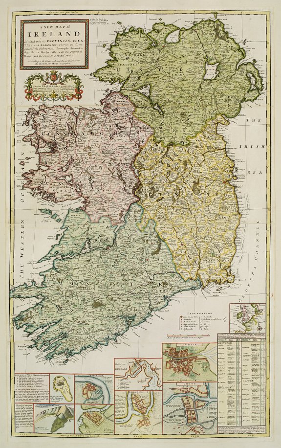 MOLL - A new map of Ireland devided into its provinces..