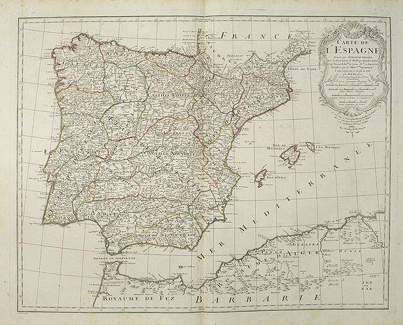 Old Map By Delisle Carte De L Espagne Dressee Par Guillaume Delisle Sur La Description De Rodrigo Mendez Sylva Le Tout Augmente Et Verifie En 1765 Par Phil Buache