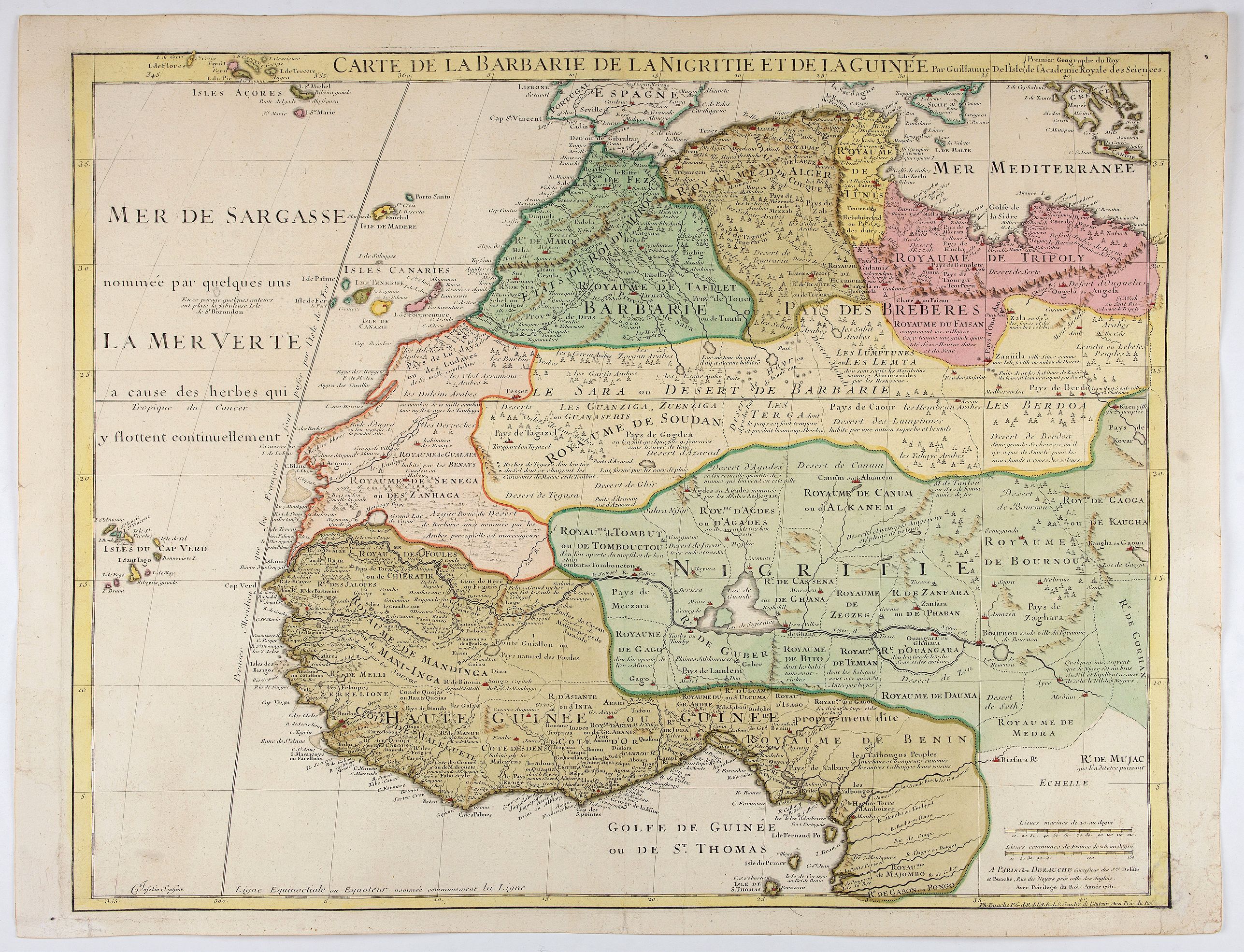 MISSIONS CATHOLIQUES - Carte du Sahara et du Nord Ouest de l'Afrique.