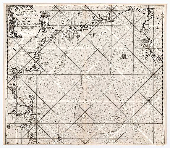 Pas - Kaart Vande Zee Kusten inde Boght van Niew Engeland  tusschen de Staaten Hoek en C. de Sable ...