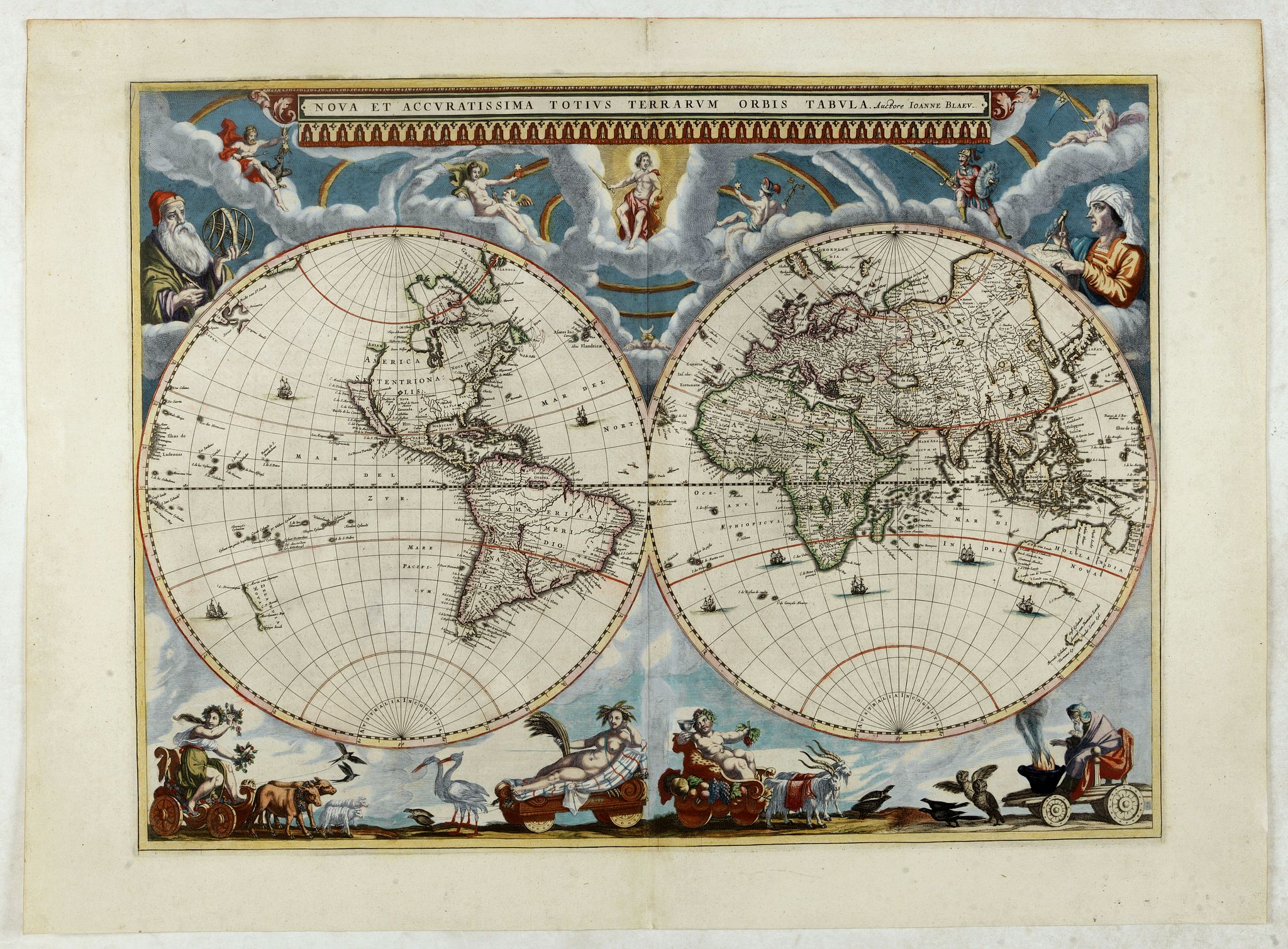 BLAEU -Nova et Accuratissima Totius Terrarum Orbis Tabula.