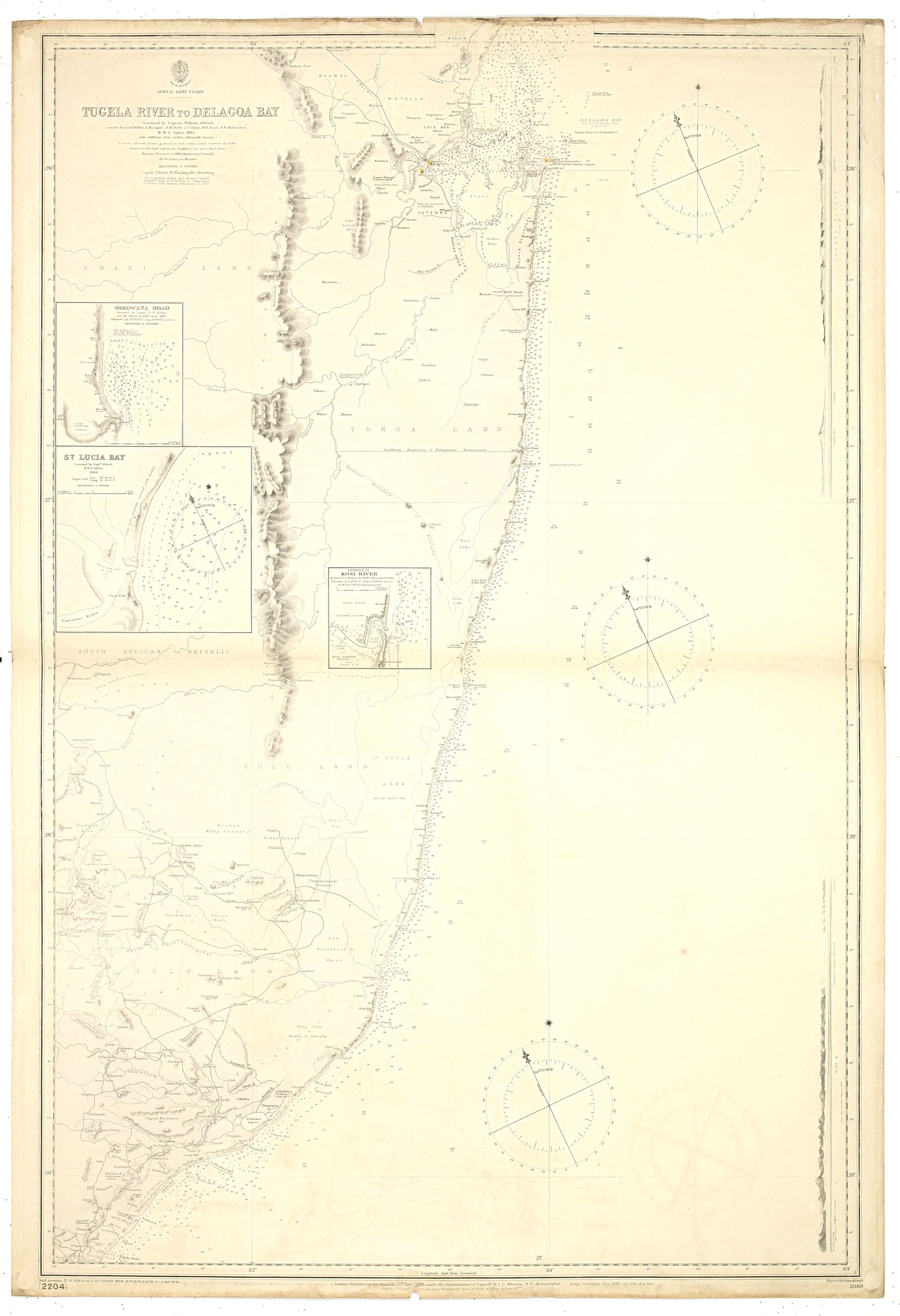 	Africa east coast Tugela river to Delagoa Bay surveyed by Captain Pelham Aldrich assisted by [...] HMS Sylvia 1884