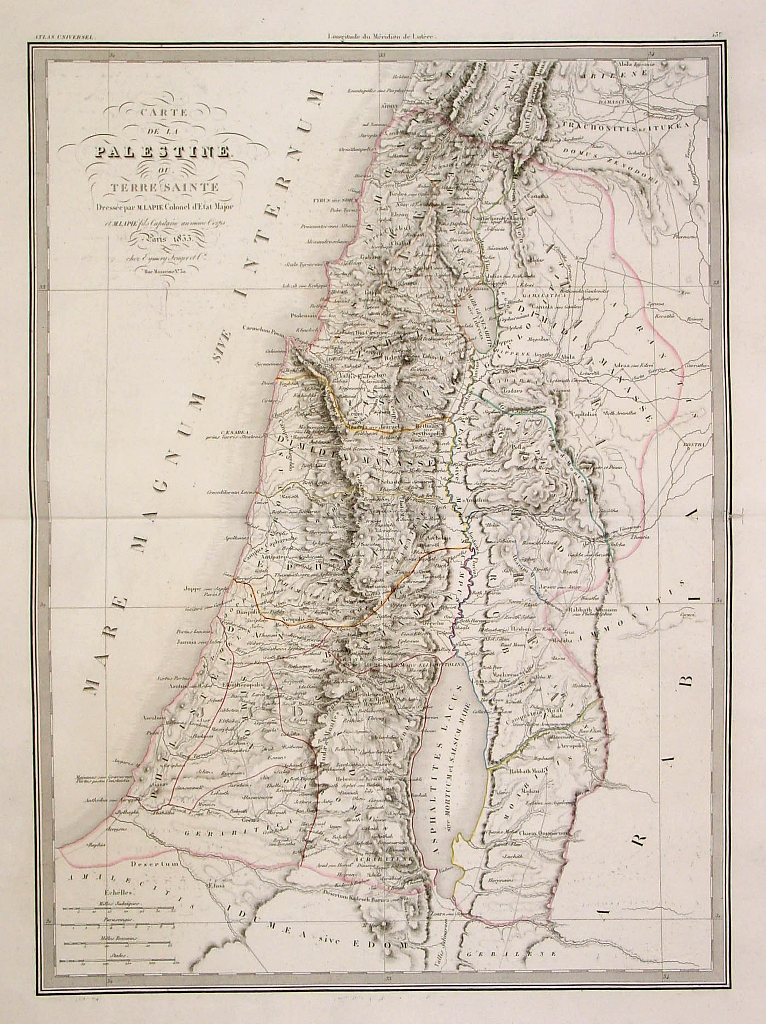 Carte de la Palestine ou Terre Sainte.. - Old map by LAPIE,A.E.