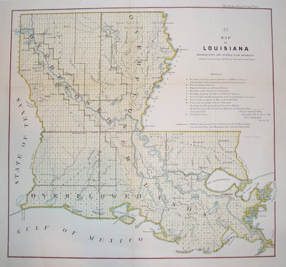 Map of Louisiana Representing the Several Land Districts - Old map by ...