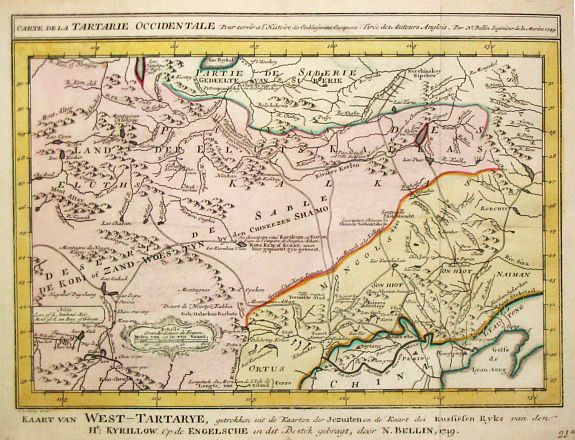 Carte de la Tartarie Occidentale. - Old map by Bellin, J.N.