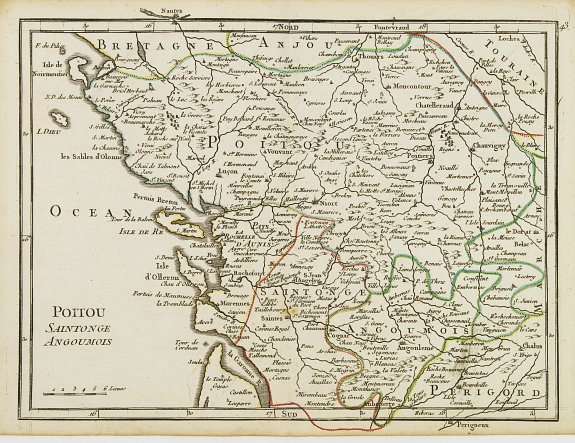 Poitou, Saintonge, Angoumois. - Old map by LE ROUGE,G.L.