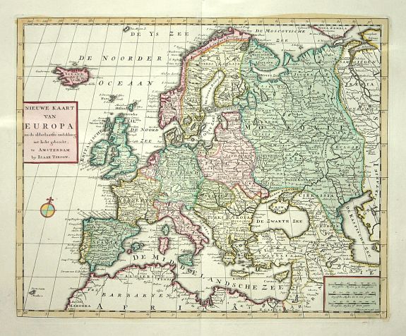 Nieuwe Kaart van Europa - Old map by TIRION,I.