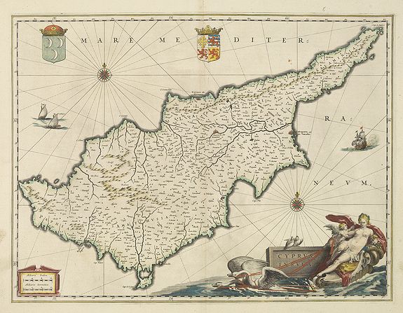 Cyprus Insulae. - Old map by BLAEU, W.