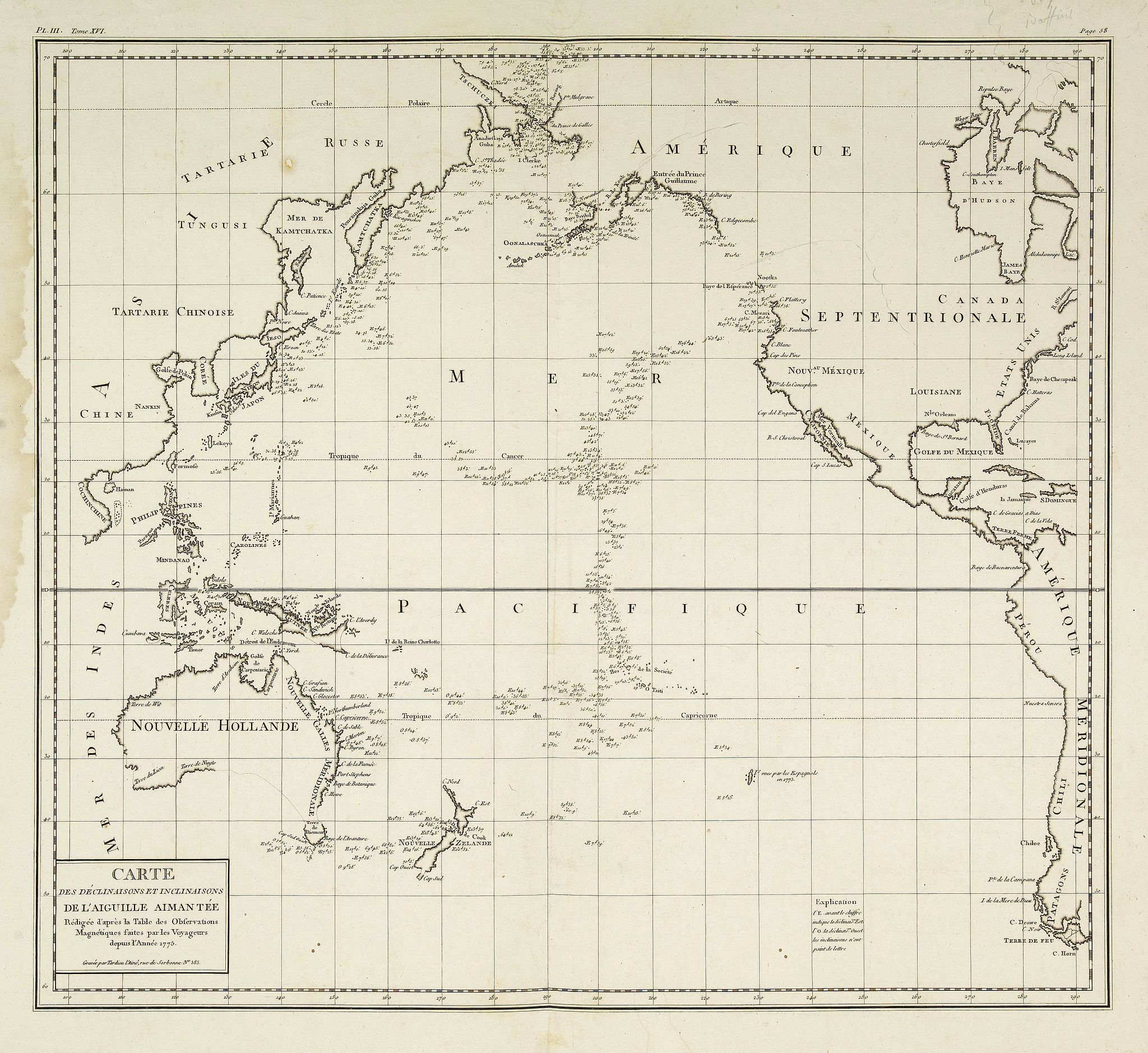 Carte des déclinaison et inclinaisons de l'aiguille aimantée. . . - Old ...