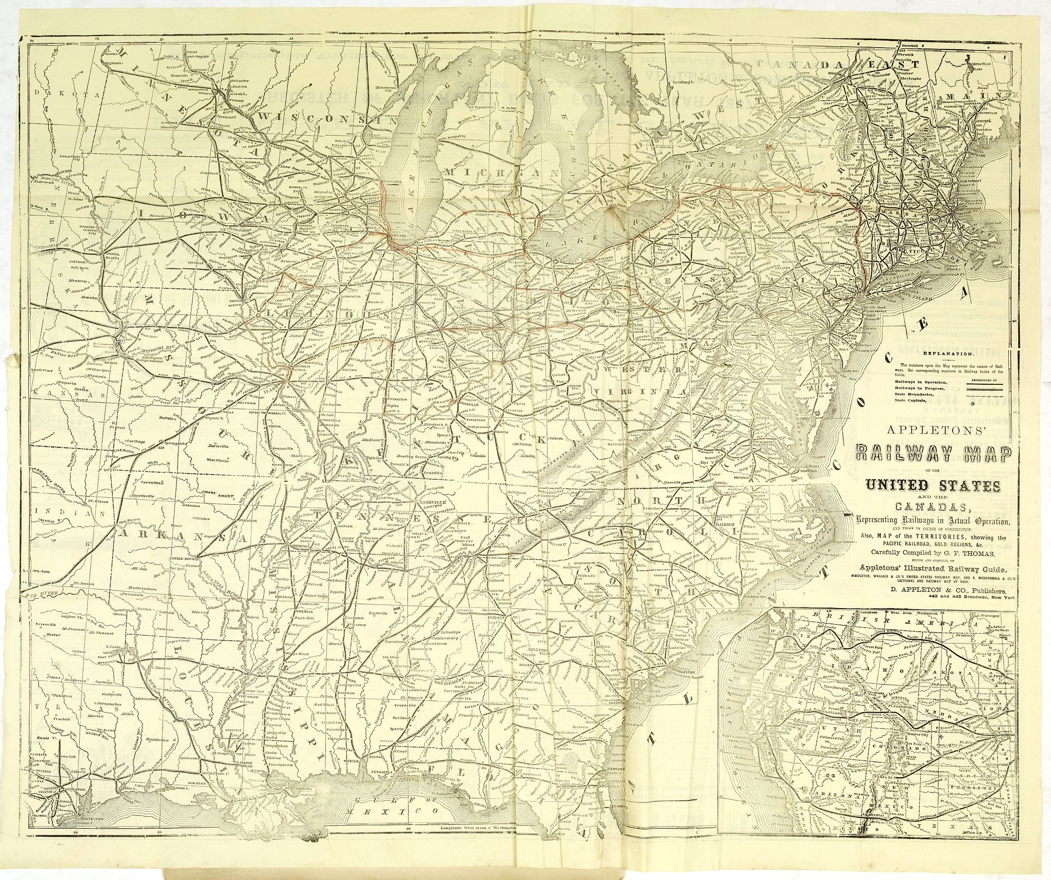 Appletons railway map of the United States and the Canada, Representing ...