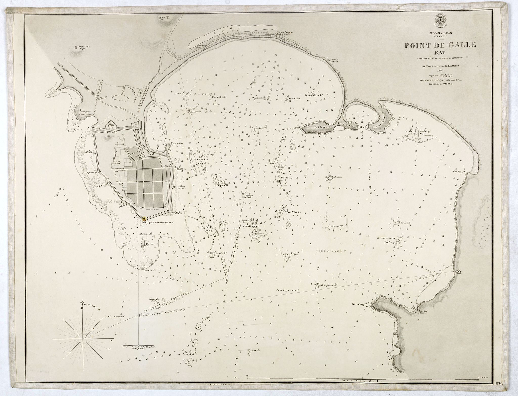 Indian Ocean Ceylon - Point de Galle Bay. - Old map by HYDROGRAPHIC OFFICE