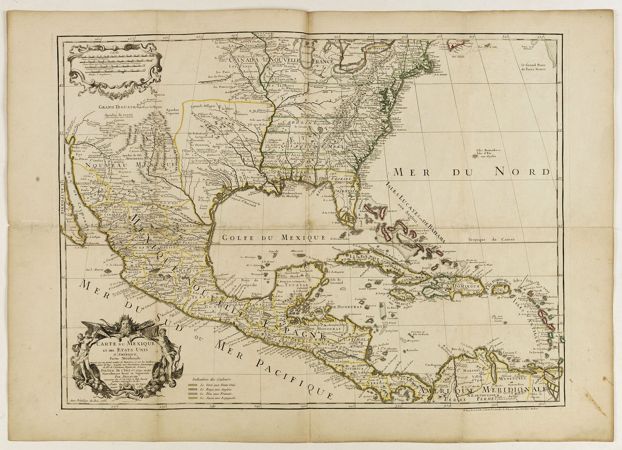 Carte du Mexique et des Etats Unis d'Amérique... - Old map by L'ISLE, G ...