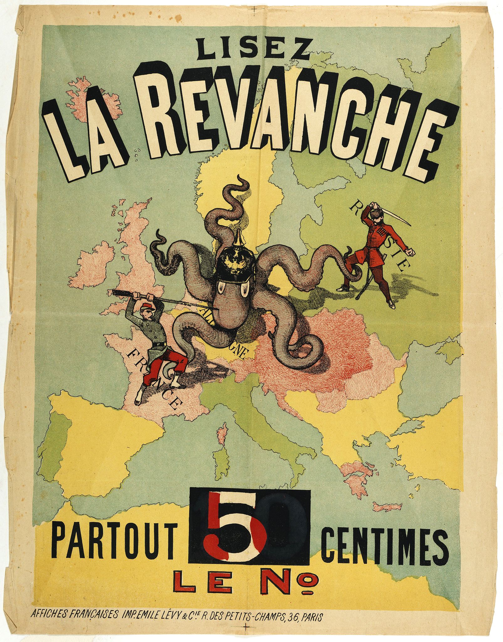 Lisez la Revanche partout 5 centimes le n°. - Old map by LEVY &