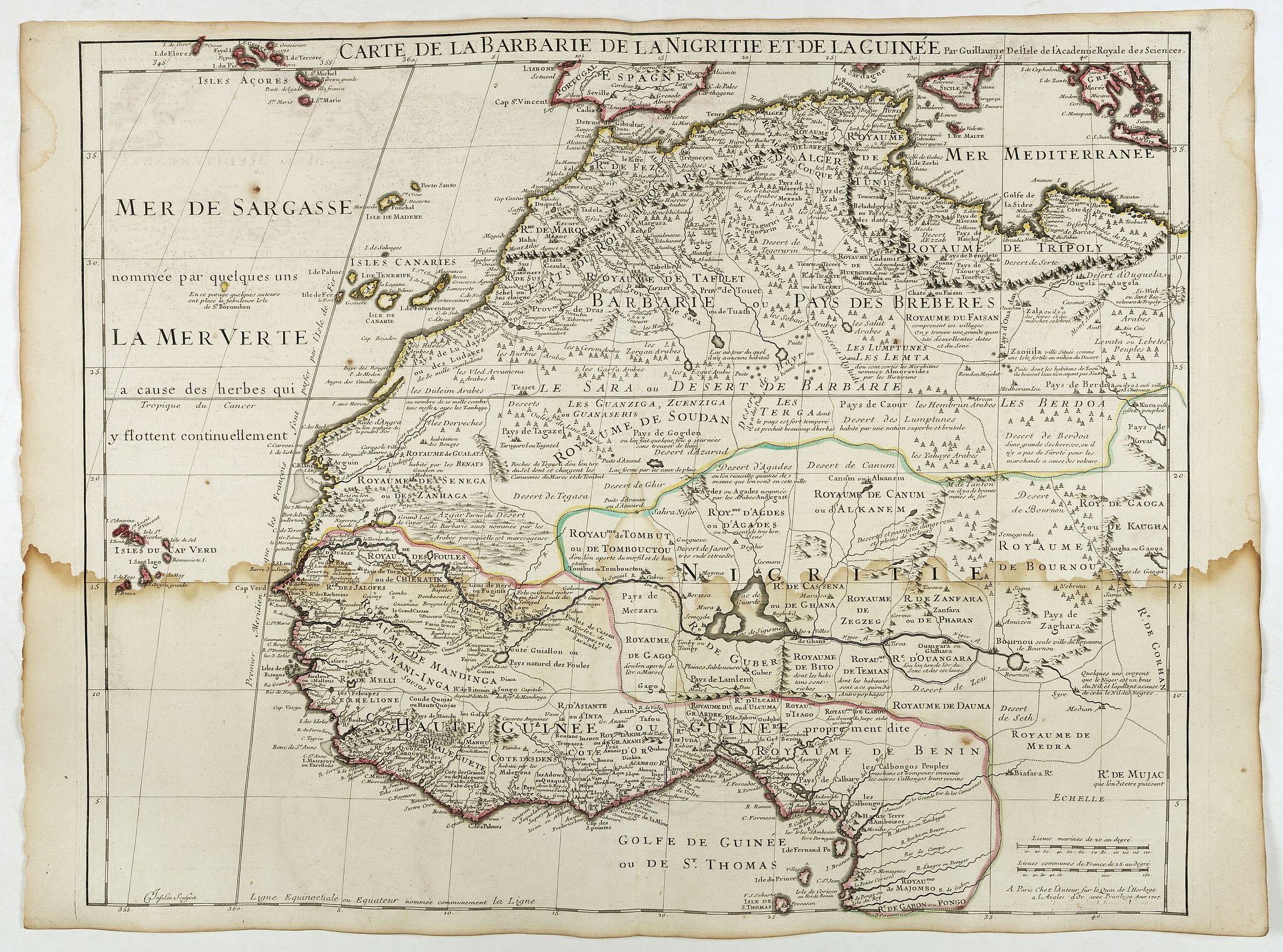 Carte de La Barbarie de La Nigritie et de la Guinée. - Old map by DE L ...