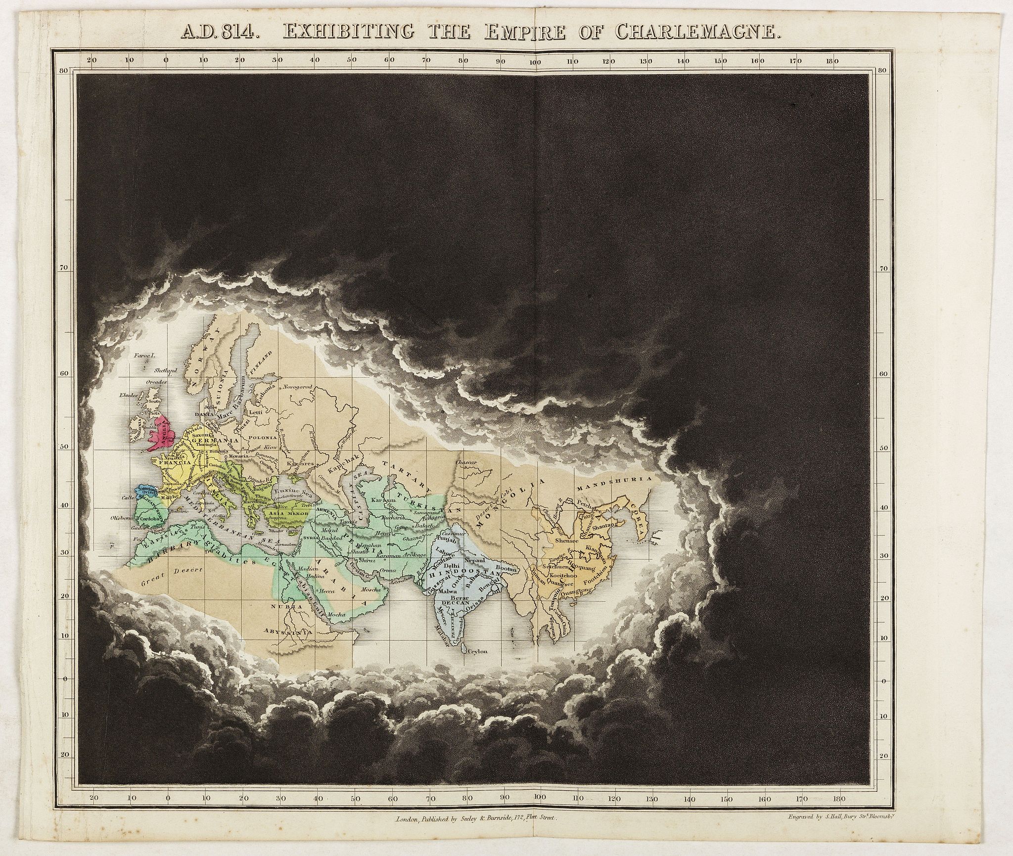 A D 814 Exhibiting The Empire Of Charlemagne Old Map By QUIN E   41996 