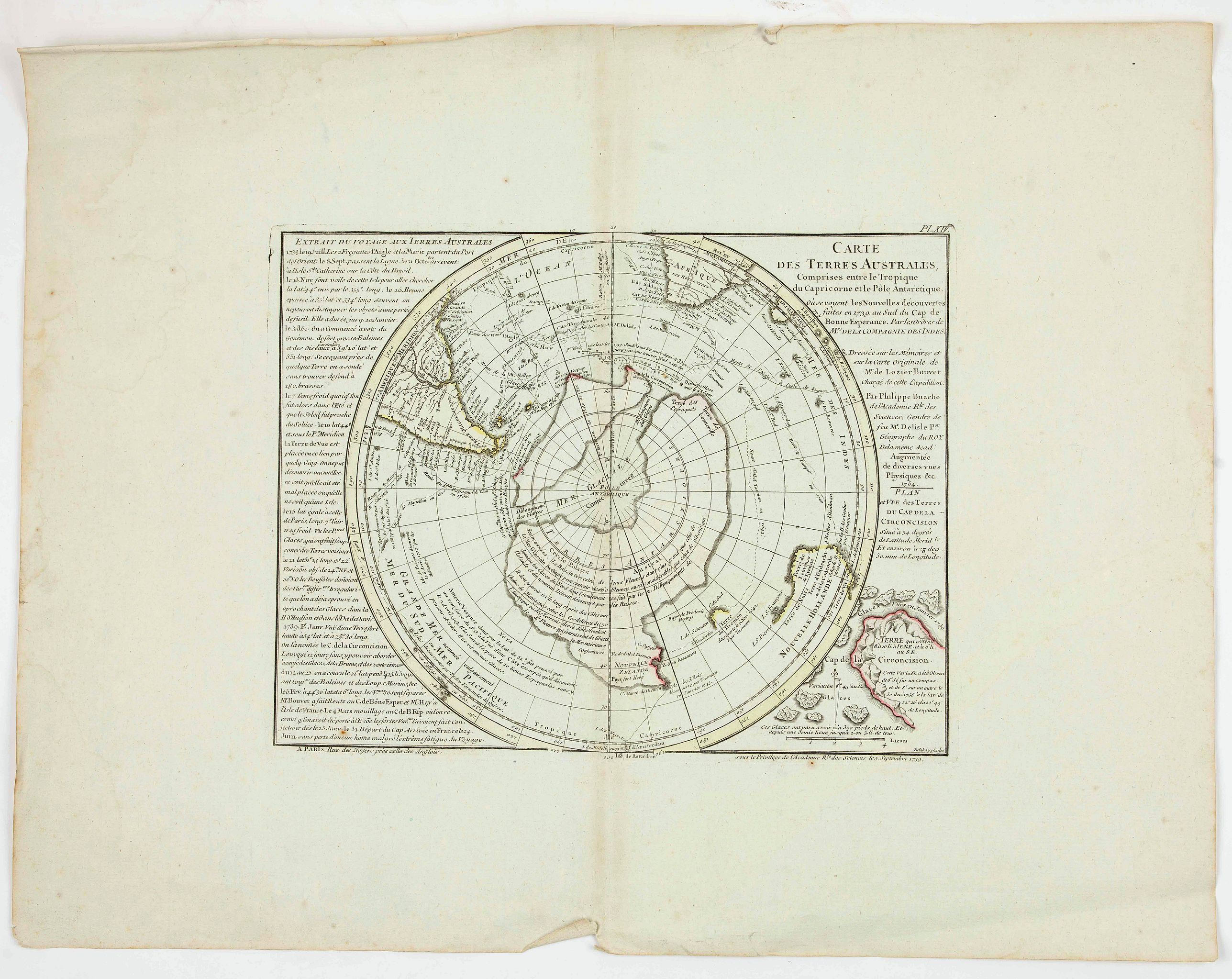 Carte des Terres Australes. - Old map by BUACHE, Ph.