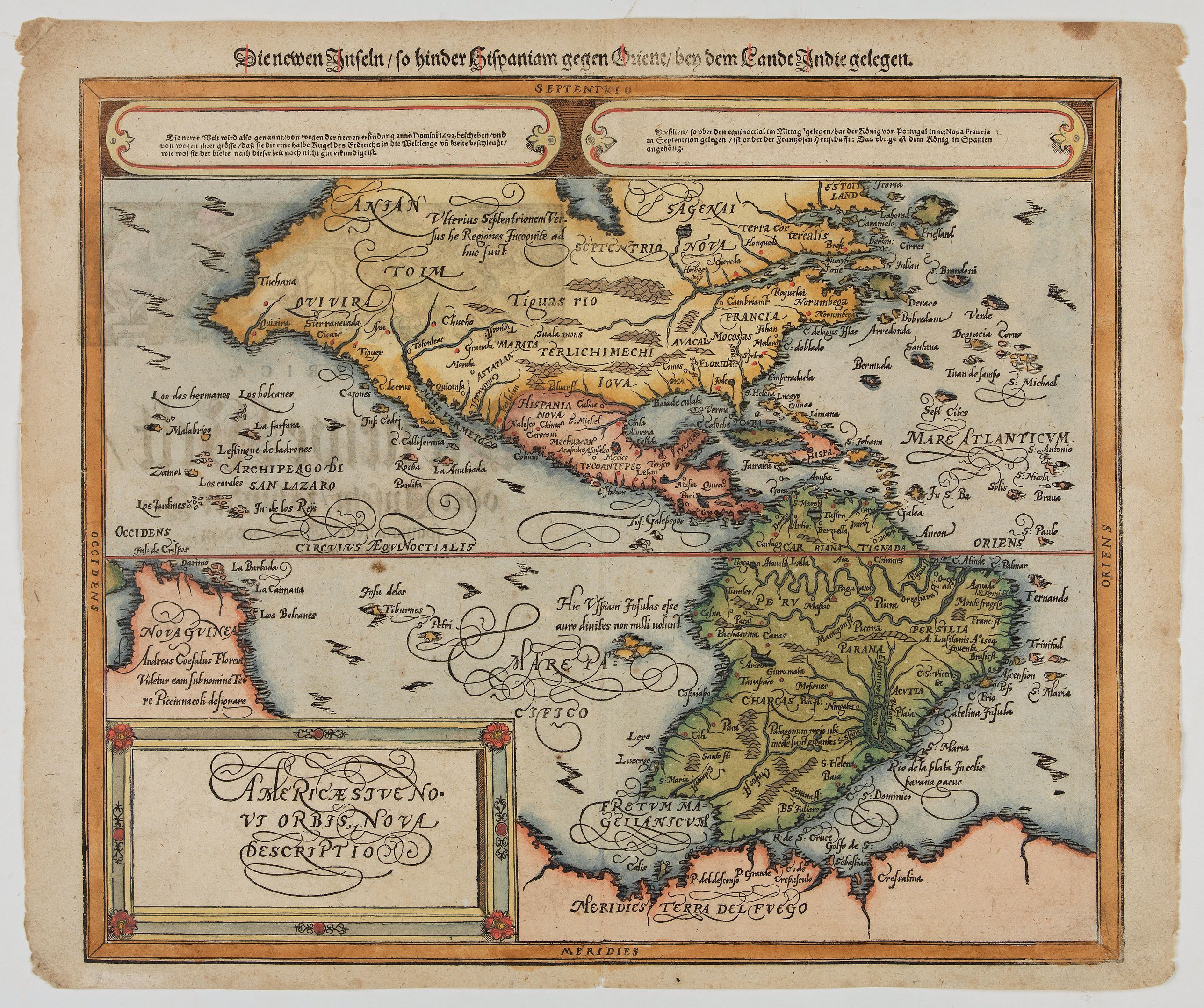 Americae Sive Novi Orbis Nova Descriptio Old Map By MÜnster S 6885