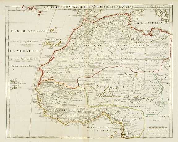 Carte de la Barbarie de la Nigritie et de la Guinée - Old map by L'ISLE ...