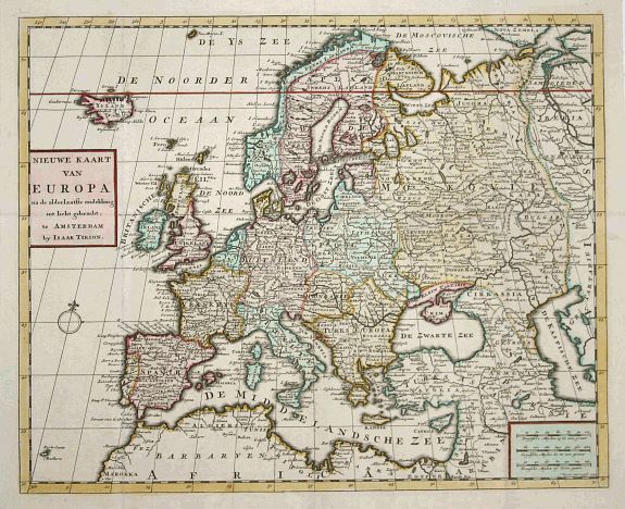 Nieuwe Kaart van Europa - Old map by TIRION,I.