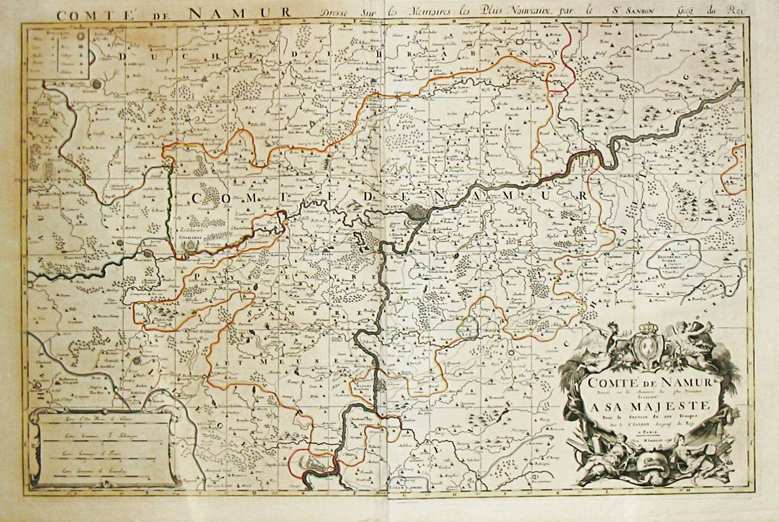 Comte de Namur. A Paris, 1696. With the Ortelius map of Namur and 2 ...