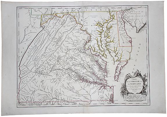 Carte De La Virginie Et Du Maryland Dressee sur la grande carte ...