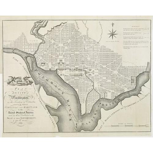 Old map image download for PLAN of the CITY of Washington, in the Territory of Columbia, ceded by the States of VIRGINIA AND MARYLAND to the United States of America, and by them established as the SEAT of their GOVERNMENT, after the YEAR 1800.