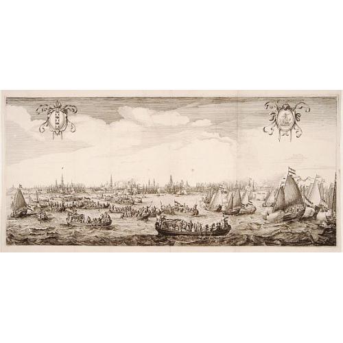 Old map image download for Queen Maria of France arriving at Amsterdam.