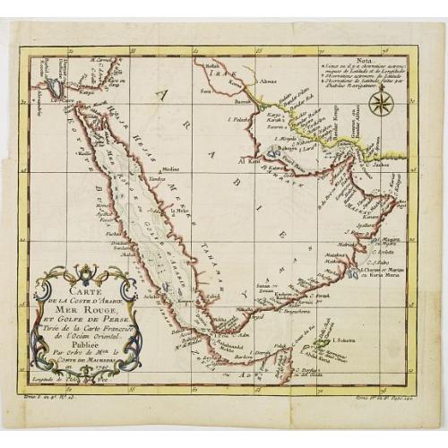 Old map image download for Carte de la coste d'Arabie Mer Rouge et Golfe de Perse.