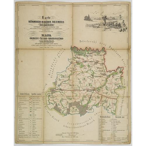 Old map image download for Karte des Böhmisch-Broder bezirkes im Prager- Kreise. . . / Mapa Okresu Cesko-Brodského v Prazkém kraji. . .