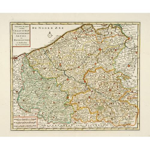 Old map image download for Nieuwe kaart van het Graafschap Vlaanderen, Artois. . .