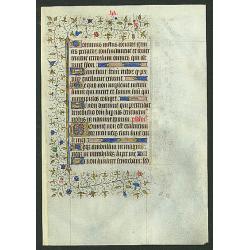 Manuscript leaf, on vellum from a book of hours.