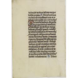 Leaf on vellum from a manuscript Book of Hours.