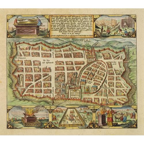 Old map image download for Waerachtige beschryvinge vande wydvermaerde Conincklicke Hooft Stadt Jerusalem..