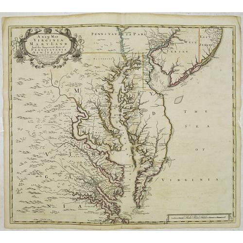 Old map image download for A New Map of Virginia Mary=Land And The Improved Parts of Penn=sylvania & New Jersey Most humbly Inscribed to the Right Hon.ble the Earl of Orkney . . . 1719..