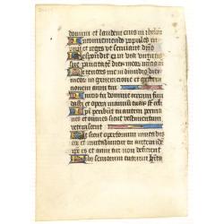 Leaf on vellum from a manuscript Book of Hours.