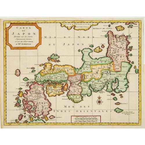 Old map image download for Carte du Japon, Dressée sur les Cartes Japonnoises. . .