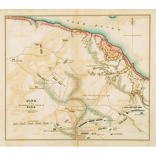 Old map image download for Plan of the investment and attack on York in Virginia.