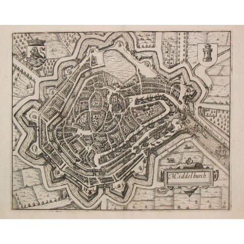 Old map image download for [ lot of 14 maps/views] Caerte vanden lande ende Graefschappe van Hollandt, Midtsgaders het landt van Utrecht, de deelen ende houcken van andere lande annex hollt gelege. 1589.