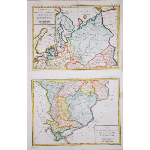 Old map image download for Carte de la Partie Septentrionale/ Meridionale de la Russie Euopéenne.