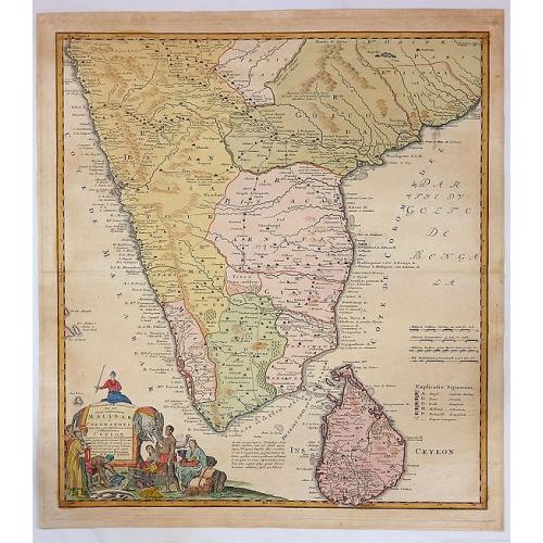 Old map image download for Peninsula Indiae Citra Gangem Hoc est Orae Celeberrimae Malabar & Coromandel...