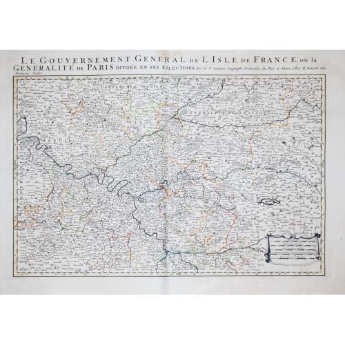 Old map image download for [Lot of 17 maps]   L' ISLE DE FRANCE Pariensis agri descriptio. Francois de la Hoeye fecit, Jean le Clerc excud.