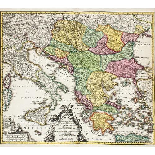 Old map image download for Theatrum belli sive novissima tabula maxima pars Danubii et Hungaria cum alis regnis Graecia, Morea,Archipielago Insula