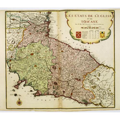 Old map image download for Les etats de L'eglise et de Toscane..