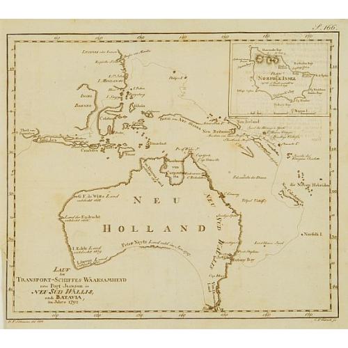 Old map image download for LAUF des Transport-Schiffes Waaksamheyd von Port Jackson..