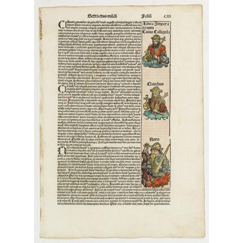 Sexta etas mudi. Linea Imperatorum Laius Caligula.. Folio CIII
