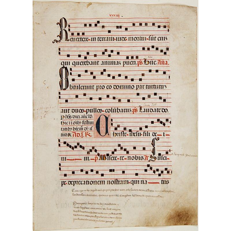 Leaf on vellum from a antiphonary.