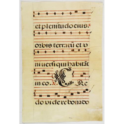 Old map image download for Leaf of manuscript music from an Antiphoner.