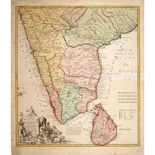 Old map image download for Peninsula Indiae Malabar Coromandel Ceylon.